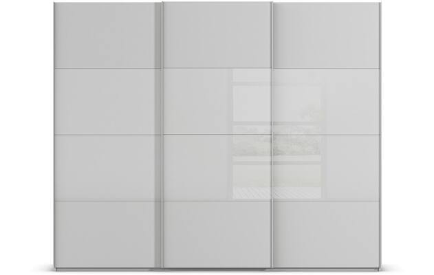 Goossens kledingkast finca combi glans mat glas grijs hoogwaardig meubelplaat - 8244396-{merk}-finca-combi-sts-grijs-schuifdeuren-01
